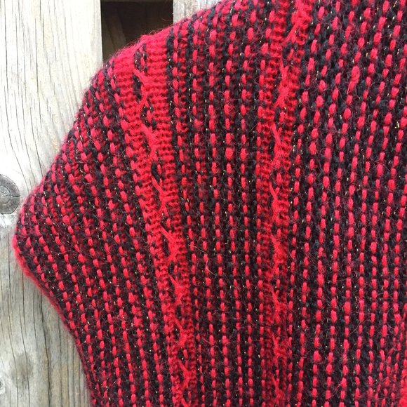 Chic Knits mohair acrylic popover red black sweater vest - size S - Picture 5 of 7
